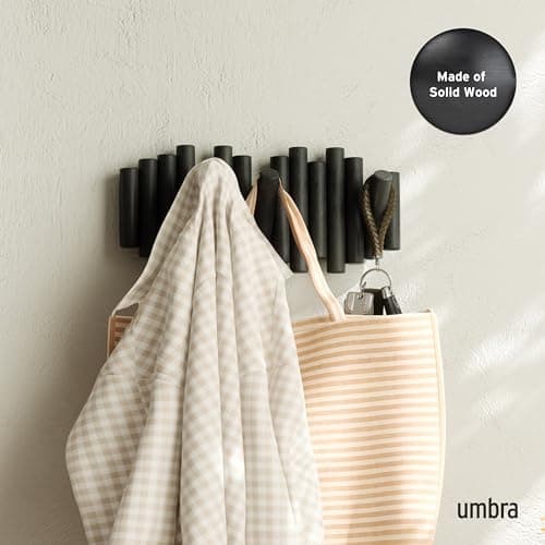 Umbra Black Wall-Mounted Coat Rack with 5 Pegs