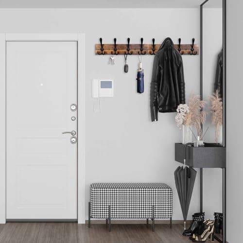 Burnt Brown Wall Mount Coat Rack 31.5'' for Living Room & Bathroom