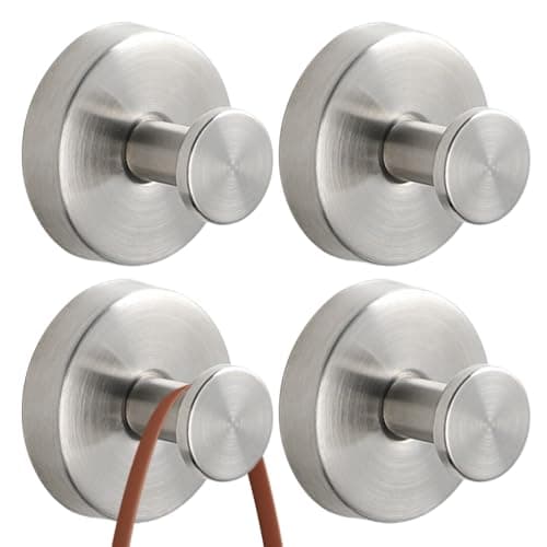 Luxe No-Drill Stainless Steel Waterproof Towel Hooks for Bathrooms — Sliver 4PC