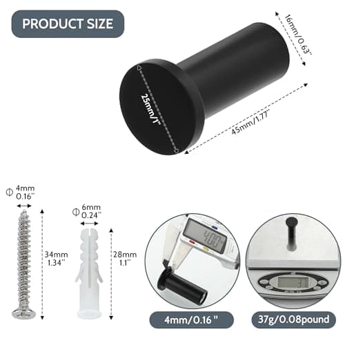 SAYAYO Modern Black Wall Hooks for Bathrooms, SUS 304 Stainless Steel, 4 Packs