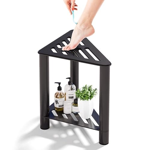 Shower Stool for Shaving Legs and Bench for Small Spaces-Black