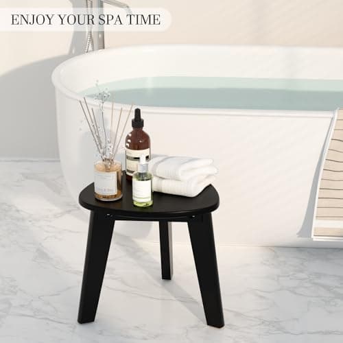Domax Beautiful Bamboo Shower Bench for Inside Shower, Black