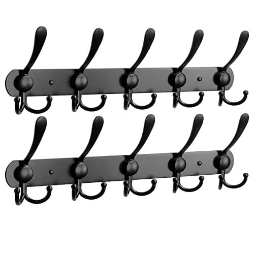NearMoon Heavy Duty Coat Rack, 5 Hooks, Matte Black, Wall Mount Towel & Hat Hooks
