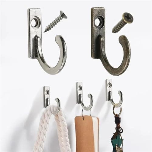 Silvery Wall Mounted Coat Rack with 10PCS Hooks & Cup Holder