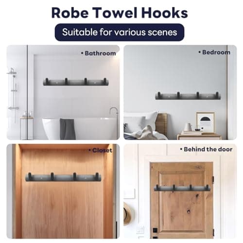 Multifunctional Robe Towel Hooks for Closets, Bathrooms, Hallways (Grey-4 Hooks)