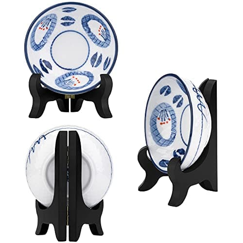 Petutu 6 Pack 4 Inch Black Wooden Plate Easels