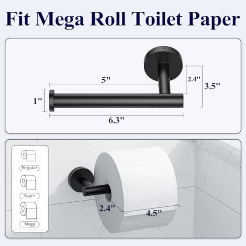 Wall Mount Toilet Paper Holder for Mega Roll - Matte Black Stainless Steel