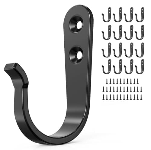 20PCS Heavy Duty Metal Wall Hooks for Coats, Towels, Backpacks & More — 15pack + Black