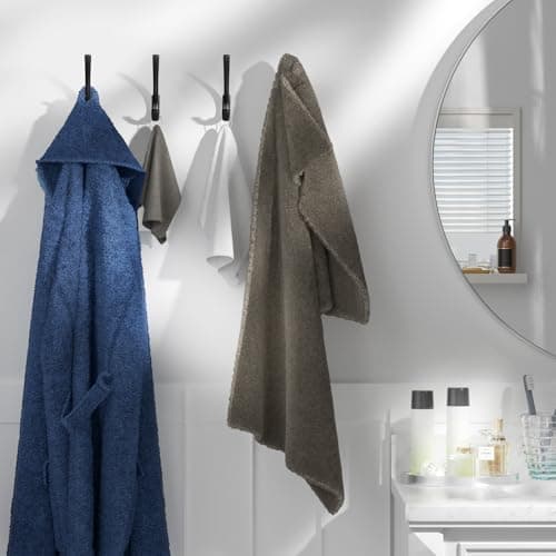 Heavy Duty Matte Black Towel Hooks, 4 Packs, 5.7 Inch Coat Hooks