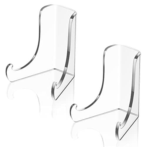 Chunful Clear Acrylic Plate Stands with Deep Support Shelves for Home Decors (5.1 x 5 x 6 Inch)