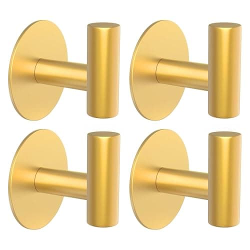 Stusgo 4-Pack Matte Black Stainless Steel Towel Hooks for Bathroom Wall Mounted — Glod Adhesive“t”shape 4pc