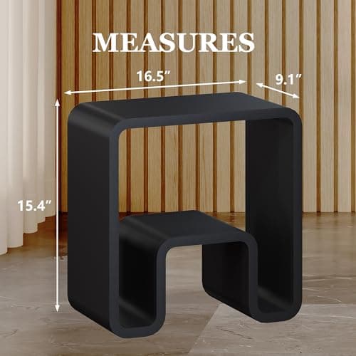 CASAINC Modern Shower Stool with Dual-Layer Storage, Matte Black, 440 lbs Capacity