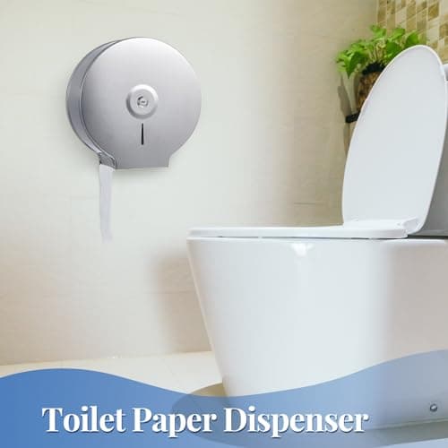 Mifoci Commercial Toilet Paper Holder, Stainless Steel, Silver, Fits 9" Rolls