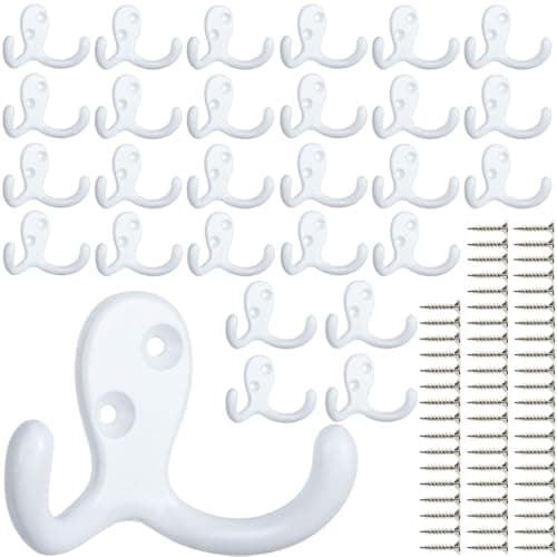 IBosins 28-Pack Heavy Duty Double Prong Coat Hooks Wall Mount Utility Hooks