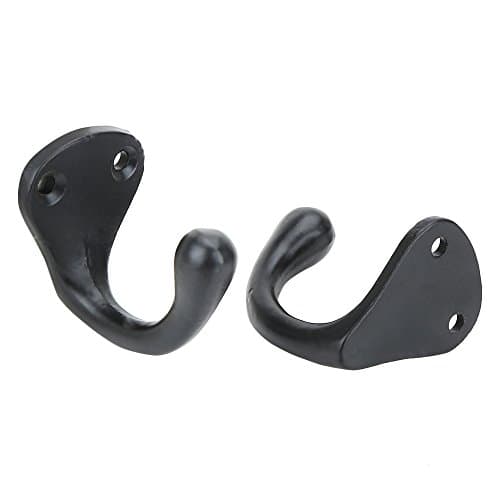 12-Turnsure Heavy Duty Coat Hooks, Black Powder Coat Finish