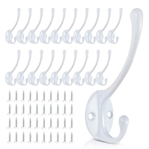 Heavy Duty Metal Coat Hooks (15-Pack) — 20pack-White