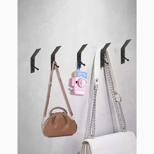 Heavy Duty Black Coat Hooks for Coats, Hats & Bags - Rust Resistant Wall Mount Hooks