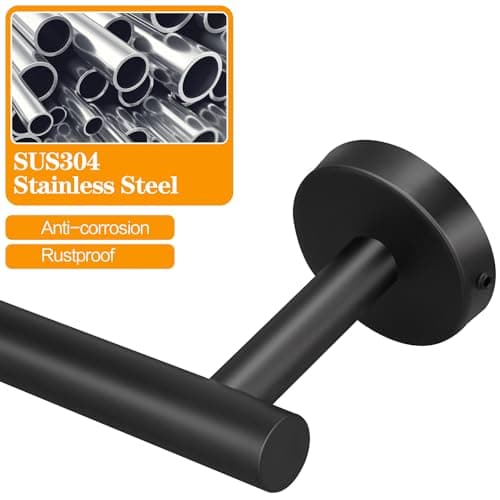Matte Black SUS304 Stainless Steel Wall-Mounted Toilet Paper Holder (1pc)