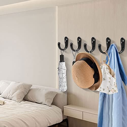 NearMoon Heavy Duty Matte Black Wall Hooks for Towel, Hat, Key, Bag