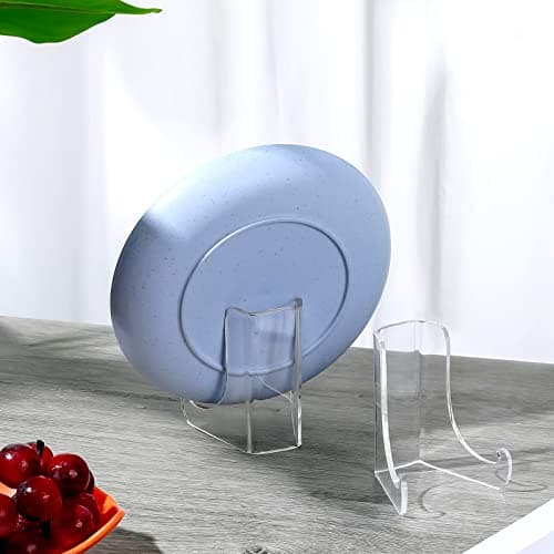 Chunful Clear Acrylic Plate Stands with Deep Support Shelves for Home Decors (5.1 x 5 x 6 Inch)