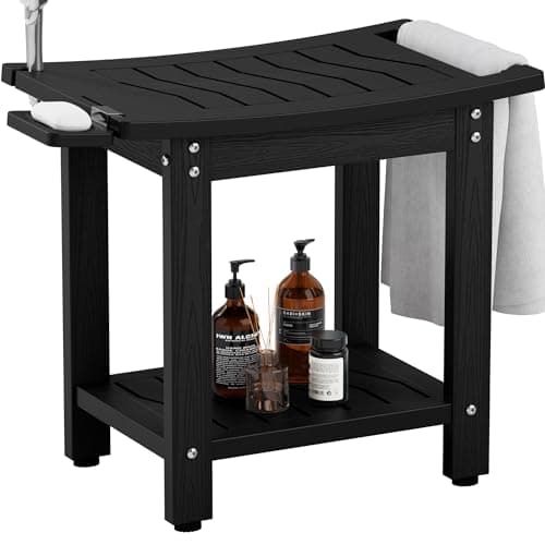 YEFU Waterproof Shower Bench for Adults and Seniors — Black