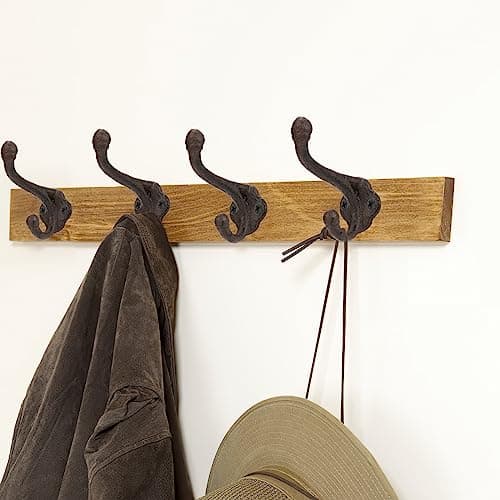 10 Pack Peohud Rustic Cast Iron Coat Hooks, Heavy Duty Wall Mounted Hangers