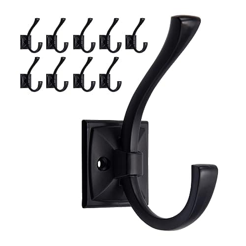 TUNNY Oil-Rubbed Bronze 5 Pack Antique Wall Hanging Coat Hook — Matte Black（10 pack）