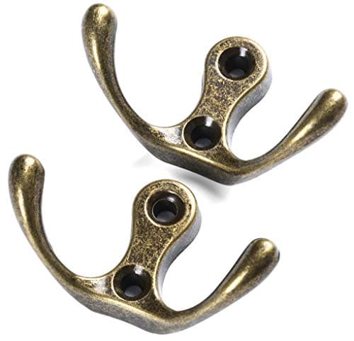 11 Pack Antique Brass Double Round Head Wall Mount Heavy Duty Coat Hooks