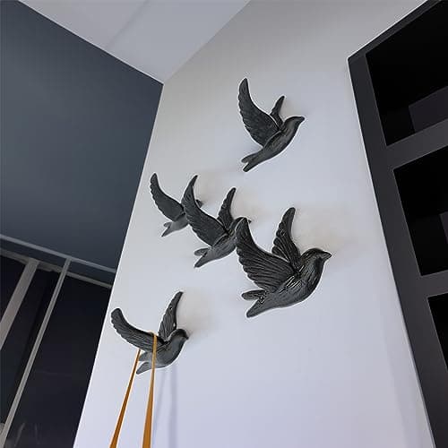 Ambipolar Vintage Black Bird Hook 5-Pack, Sturdy Rustic Farmhouse Coats & Hats