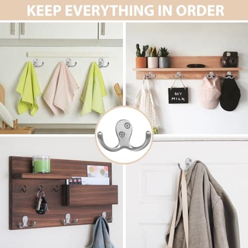 Heavy Duty 34 Pack Silvery Metal Coat Hooks with 68 Screws