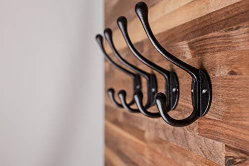 CRAFTSMAN ROAD Vintage Cast Iron Wall Hooks - Black, Set of 4 | Farmhouse Coat Hooks | Classic Slender Design