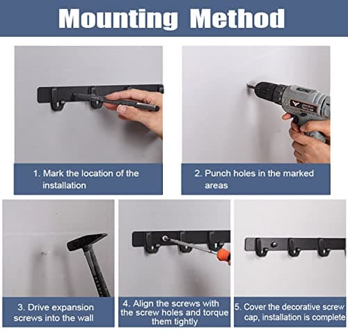 Wall-Mounted Coat Rack with 5 Hooks for Entryway - Storage Organizer