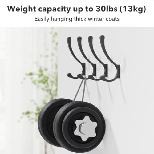 10-Pack Metal Hanging Coat Hooks, Wall Mount, Heavy Duty Screws