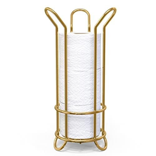 Brookstone Bronze Freestanding Toilet Paper Holder, Modern & Stylish Storage Solution — Shiny Gold