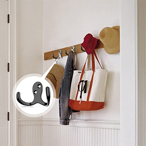 12PCS Heavy Duty Double Prong Hooks with 24 Screws for Home and Kitchen