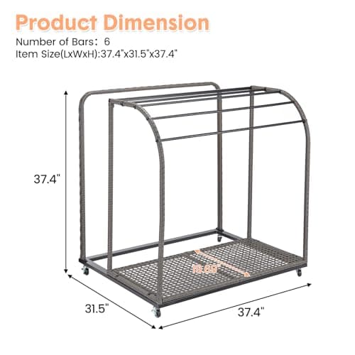 GAOMON Rattan Base 5-Bar Pool Towel Rack, Outdoor Storage Organizer