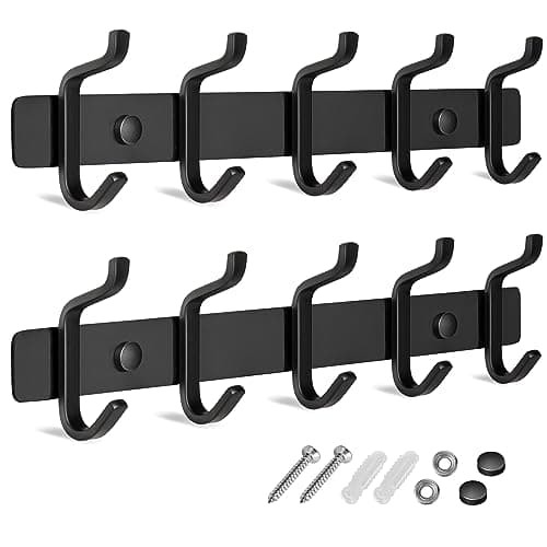 GlazieVault Stainless Steel Coat Rack (2 Pack) - Heavy Duty Hooks for Hats, Towels, Robes - Silver — Black J Stylish