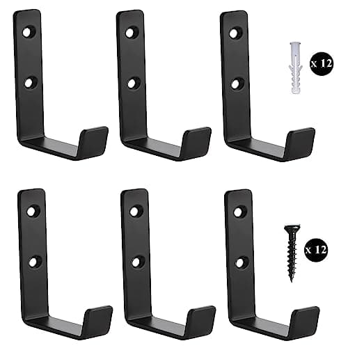 Heavy Duty Double Hole Wall Hooks - Extra Thick Pure Metal, Firm Installation, Coat & Key Hanger, Sand Black — Matte black-6
