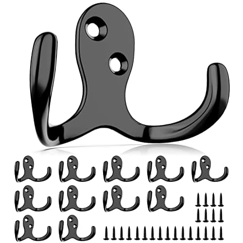 12PCS Heavy Duty Double Prong Hooks with 24 Screws for Home and Kitchen