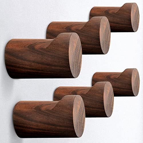 4-Pack Matte Black Metal Wall Hooks, Simple &amp; Durable for Coat &amp; Hat Storage — Walnut (Pack of 6)
