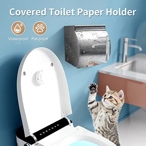 Polish Silver Dog Cat Proof Toilet Paper Holder with Shelf, Waterproof Stainless Steel