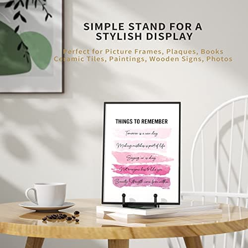 4 Pack 4.5 Inch Black Metal Wire Plate Stand + Picture Frame Holder for Book, Decorative Plate, Plaque