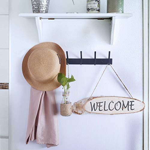WEBI Heavy Duty 6 Double Coat Hooks Wall Rack, Black, 2 Packs