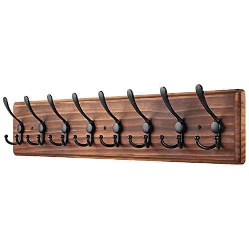 Brown Wooden Heavy Duty Coat Rack with 6 Hooks — Brown