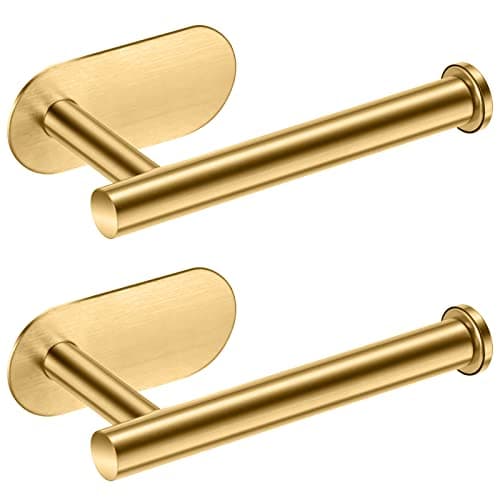 Black Wall-Mount Toilet Paper Holder: No Drilling Needed — Gold 2 Pieces