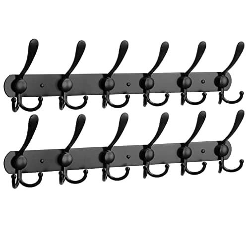 NearMoon Heavy Duty Coat Rack, 5 Hooks, Matte Black, Wall Mount Towel & Hat Hooks — Matte Black