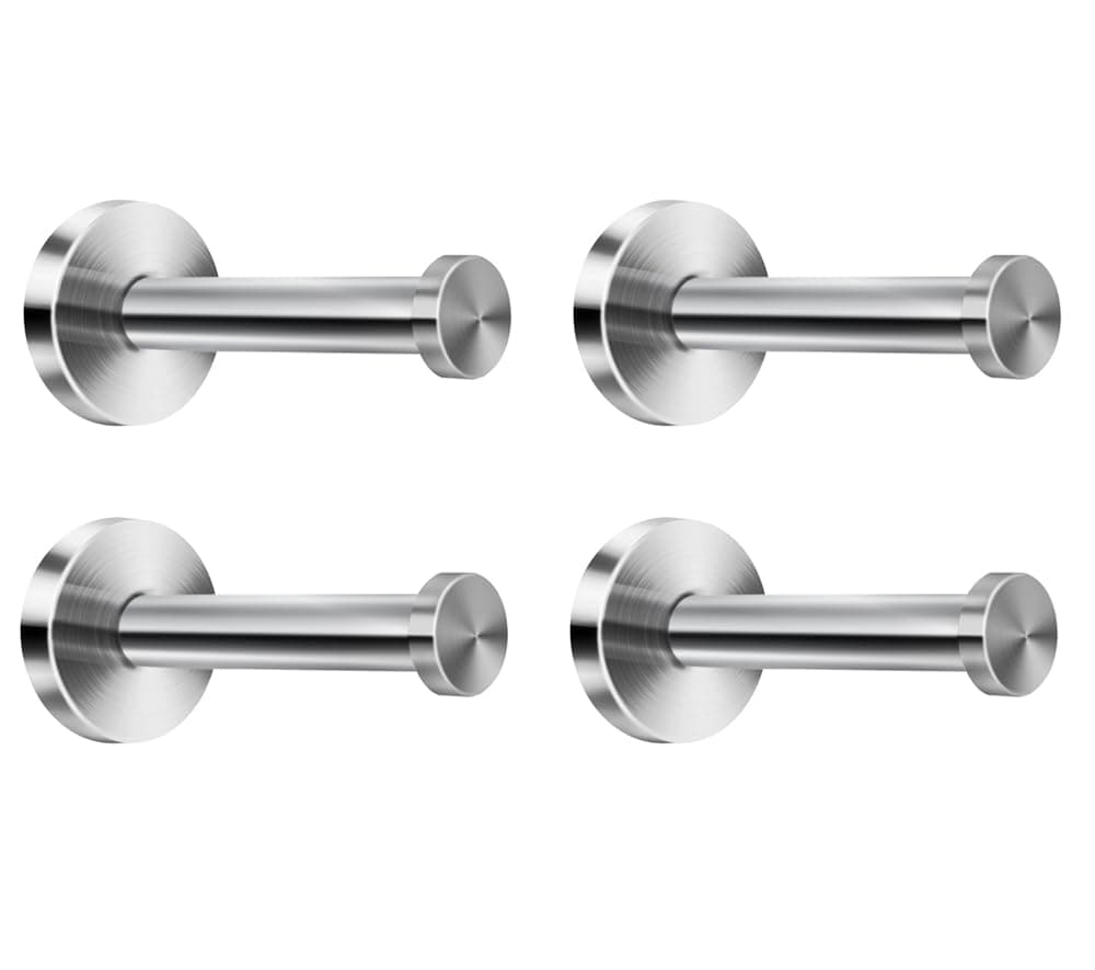 Brushed Stainless Steel Bath Towel Hooks, 4 Wall Mount, 4 PCS