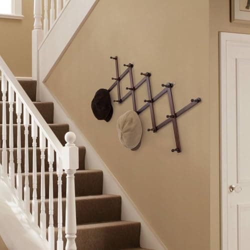 Qiannhee Brown Solid Wood Hat Rack with 14 Hooks for Wall
