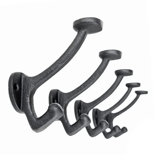 Ambipolar 5-Pack Black Iron Wall Hooks for Coats & More Black