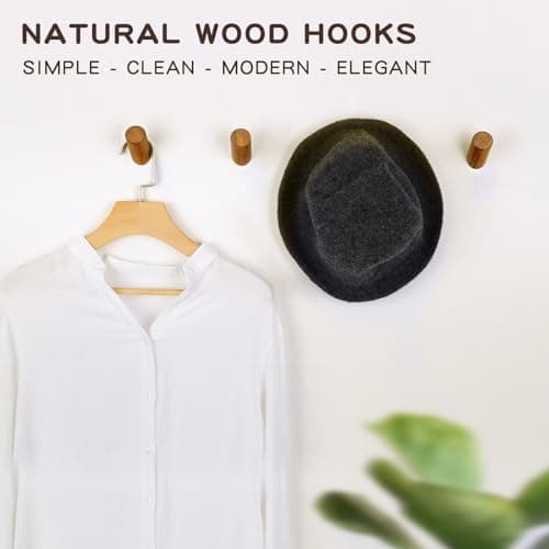 Rustic Walnut Wood Wall Hooks 4 Pack Heavy Duty Coat Hooks (4 Pack)
